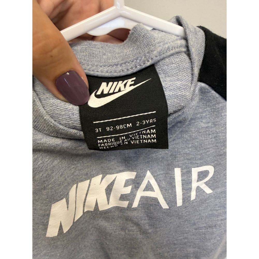 Nike Air Toddler Girls Grey Black Colorblock Short Sleeve Sweatshirt Size 3T - Picture 3 of 4